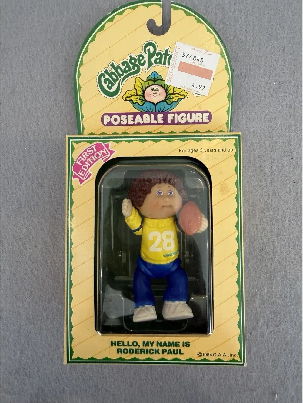 Vtg 1984 Cabbage Patch Poseable Figure 1st Edition Roderick Paul W/Football NIB